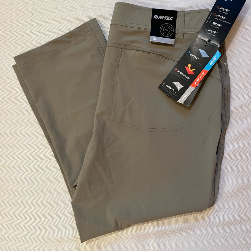 Hi-Tec Rescue Outdoor Cropped khaki tan Hiking Pants, Waterproof, SZ‎ 10 New!